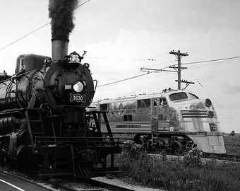 Steam Engine and Zephyr: Black and White Photo