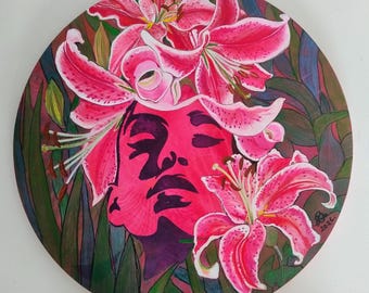 Pink Lillies and the Lady