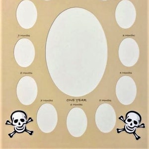 SKULLS - Première année de bébé - TAN - Crânes et os croisés - Tapis photo de première année de bébé -
