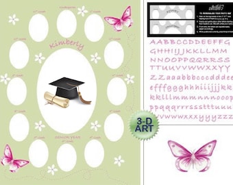 SAGE GREEN BUTTERFLIES - School Years Photo Mat - School Days Photo Mat -  School Years Collage -