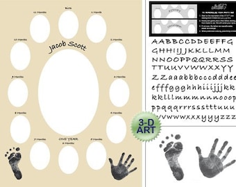 HAND & FOOT PRINTS - Baby's First Year Photo Mat - First Year Collage - Can be for a Boy or a Girl