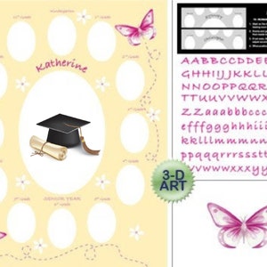 GELBE SCHMETTERLINGE - Schuljahr Fotomatte - Schultage Fotomatte - Schultage Collage -