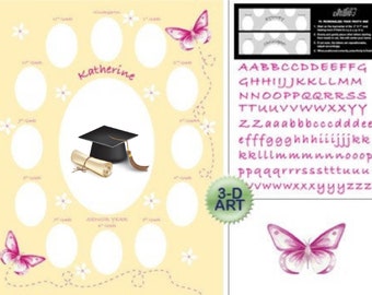 YELLOW BUTTERFLIES - School Years Phots Mat - School Days Photo Mat - School Days Collage -