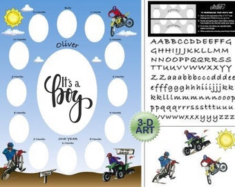 DIRTBIKES & QUAD - Baby's First Year Photo Mat - First Year Collage - Baby Photo Mats -  PHOTOMAT