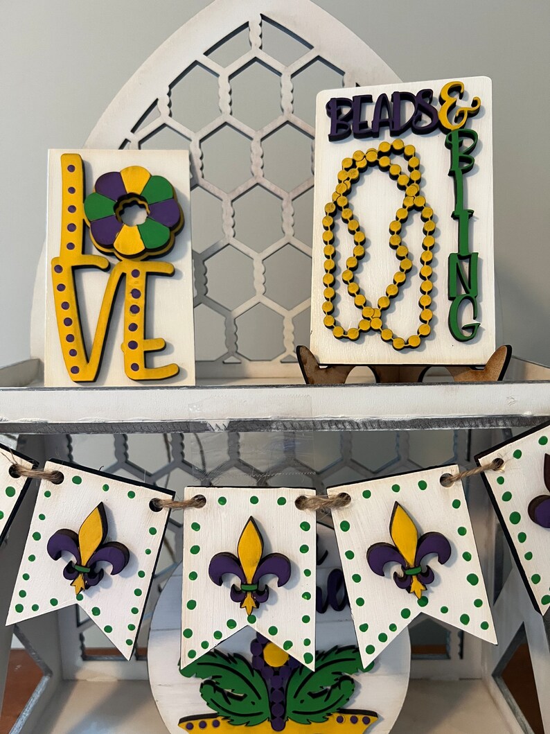 mardi gras tiered tray decor
