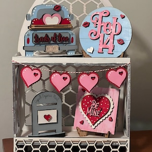 Valentines Day tiered tray decor, DIY paint kit