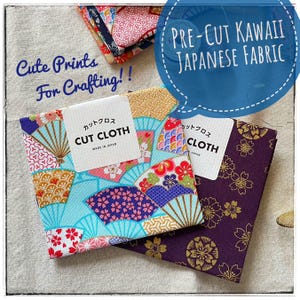 Conjunto de dois/Tecido de algodão japonês Kawaii para DIY e Patchwork/ Feito no Japão/ Bluebarry/ Estampas florais/ Fat Quarter 50 x 55 cm/ FQ09