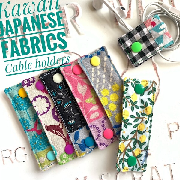 Set of TWO Japanese Fabric Cable Keeper/ Cord organizer/ Travel cord organizer/ Headphones Ties/ Kawaii gift idea #CK11