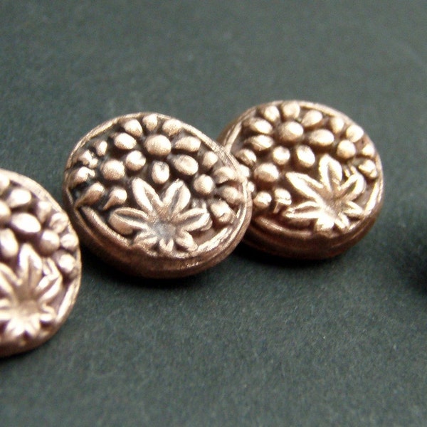 Copper Flower Bouquet Buttons - Set of  Four