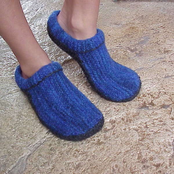 Felted Clogs Made Easy ...simple slippers to knit.  Wms S,M,L Pattern