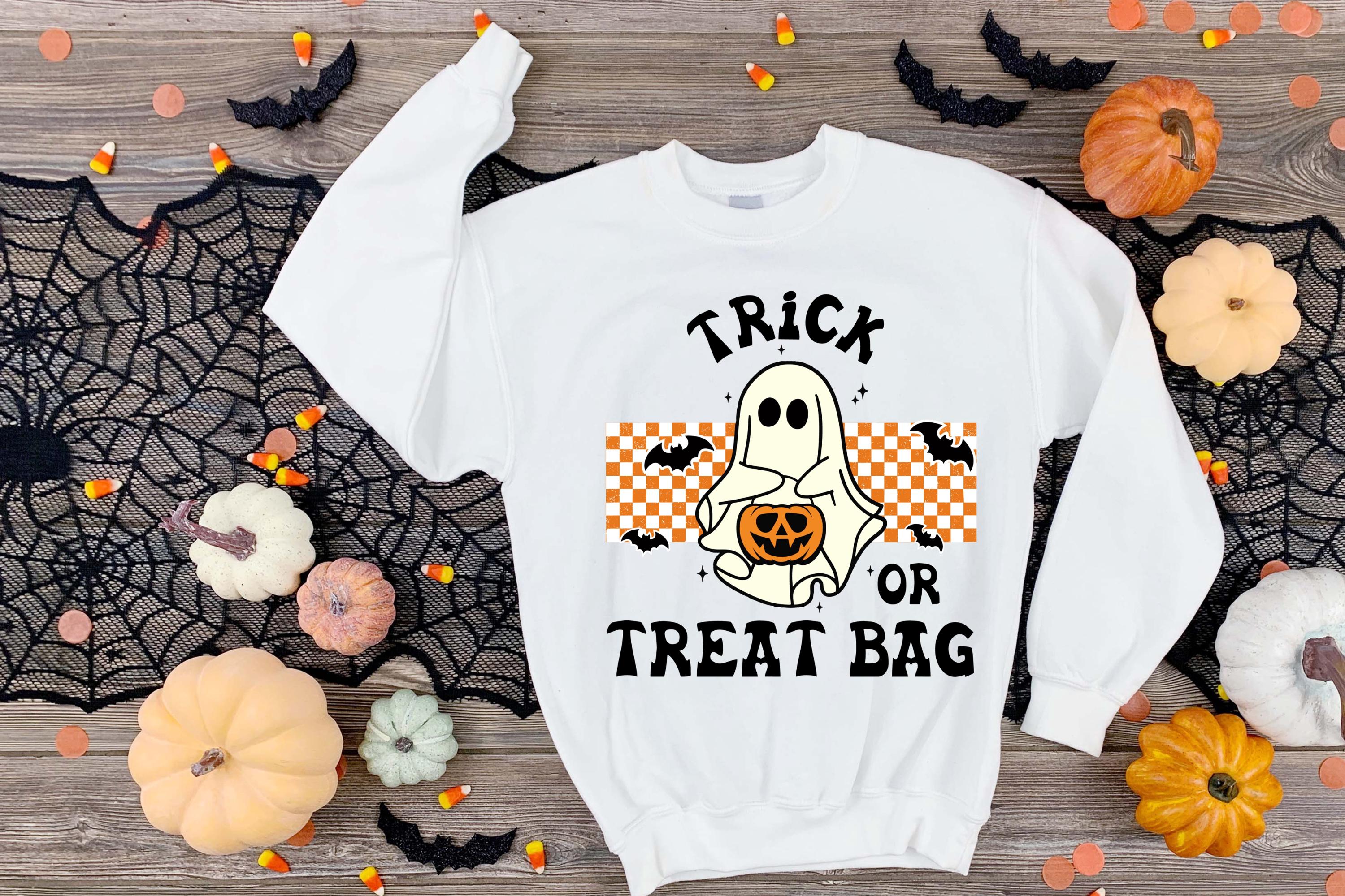 Trick or Treat Bag SVG, Kids Halloween Svg, Retro Ghost Png, Bag of ...