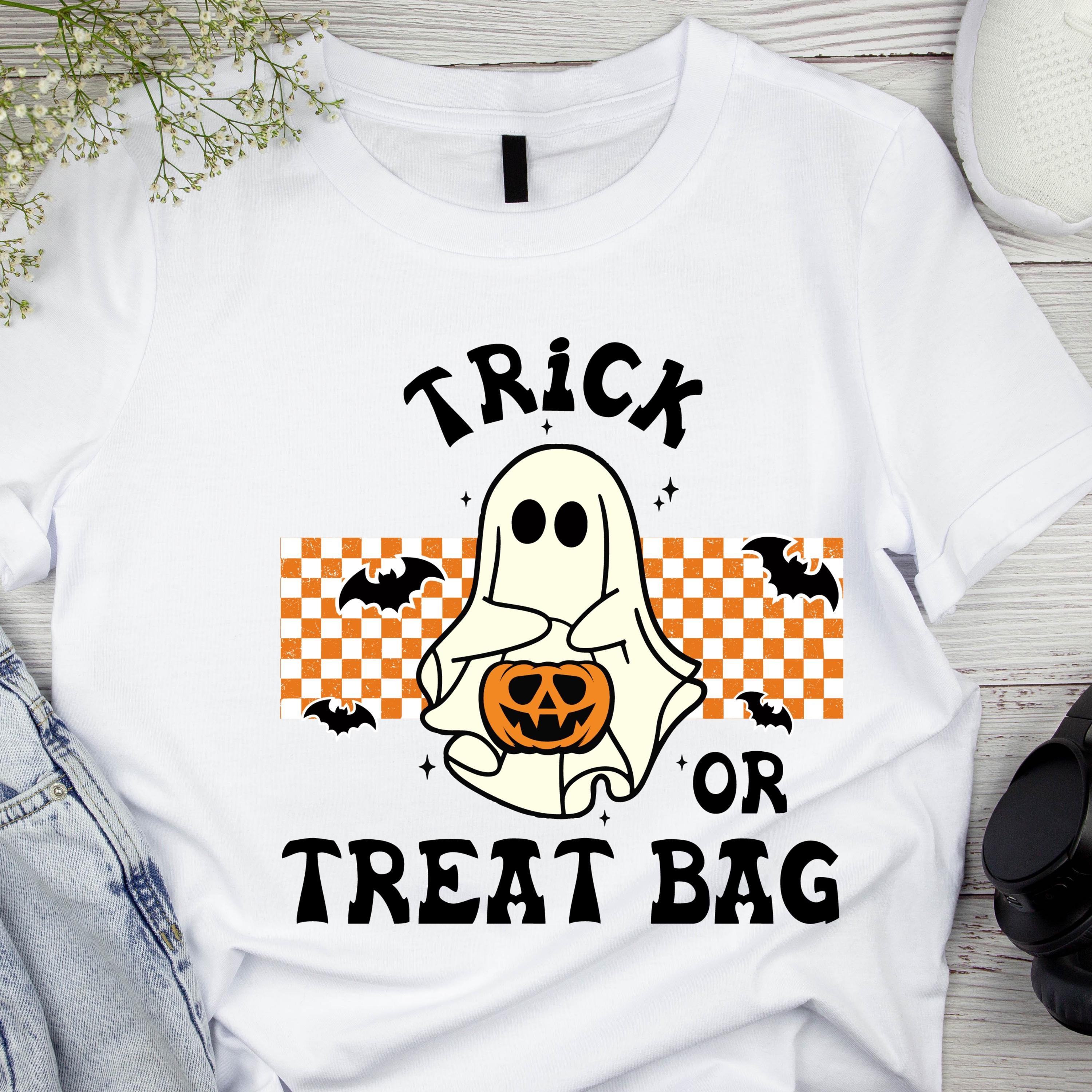 Trick or Treat Bag SVG, Kids Halloween Svg, Retro Ghost Png, Bag of ...