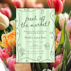 She&#39;s Fresh Off the Market Bridal Shower Invitation – Fresh Off the Market Invitation, Editable Canva Template, Farmer&#39;s Market Theme Bridal