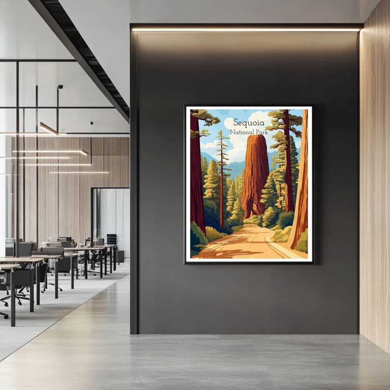 Sequoia National Park California Wall Art Travel Poster Anniversary