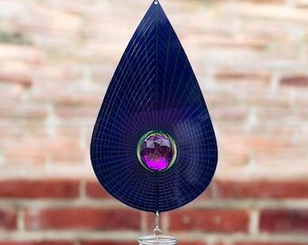 12&quot; Tear Drop with Purple Crystal and Purple Twister Tail