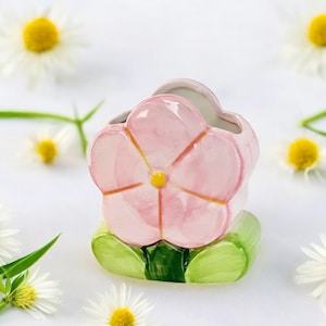 Portapenne a Fiore in Ceramica – Decorazione da Scrivania Carina, Scatola di Stoccaggio per Cancelleria, Scaffale per Articoli di Cartoleria