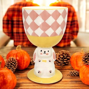Schattig Roze Konijn Keramisch Drinkservies Set, Cartoon Konijn Beker & Dessert Kom, Perfect voor IJs, Thee en Meer