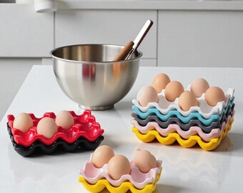 Ceramic Egg Storage Tray – 6 or 12 Grid Egg Rack for Kitchen & Refrigerator