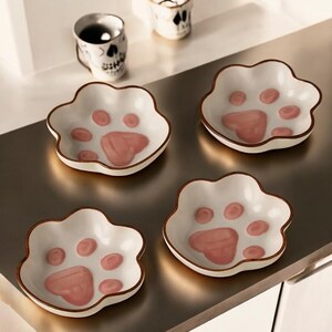 Cat Claw Cartoon Ceramic Small Plate, Cute Creative Dish for Soy Sauce, Household Plate