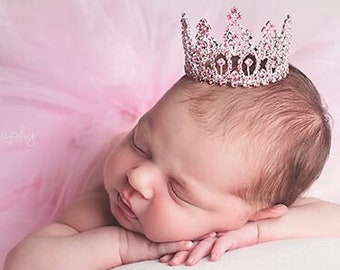 Mini Tiara Crown for Newborn Baby Photo Prop Crystal White Rose Girl Crown 4025 