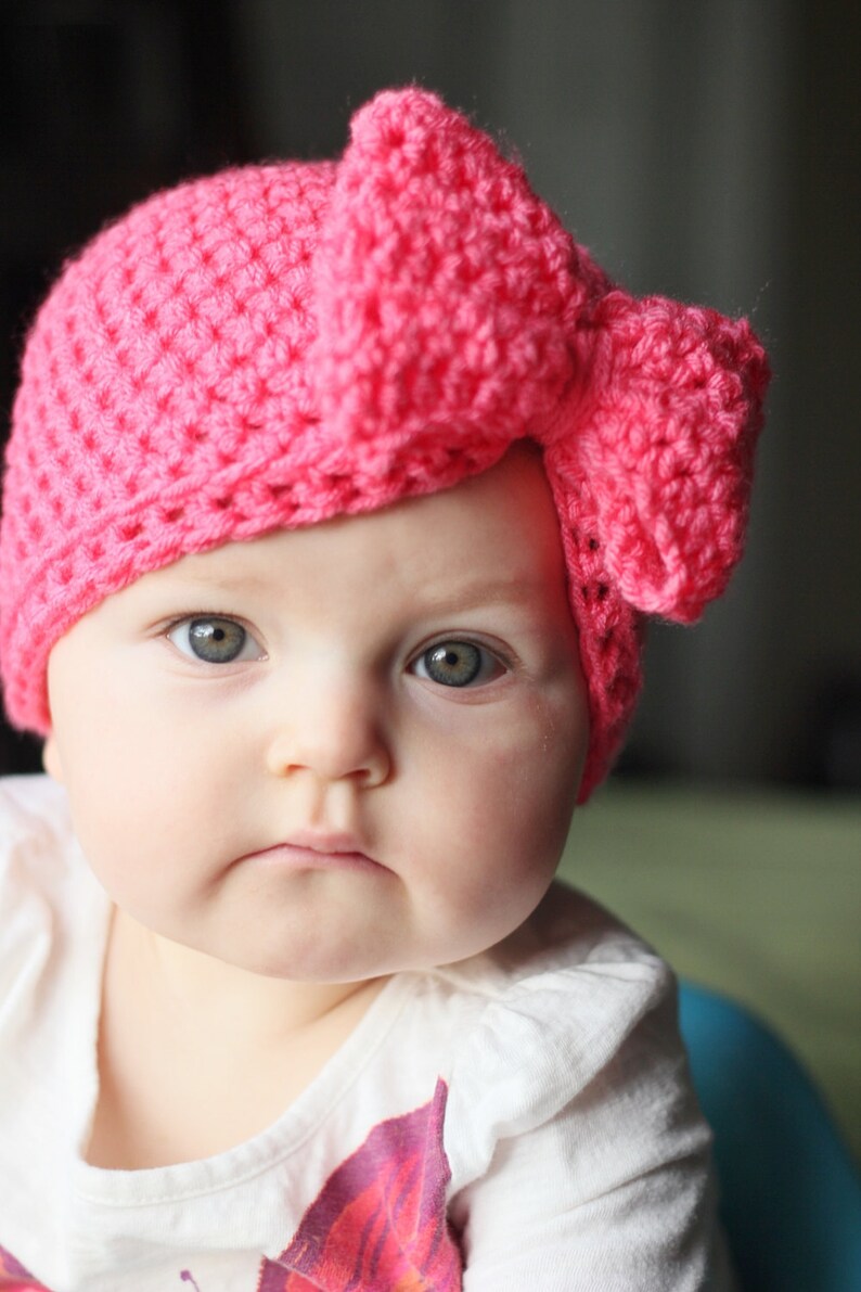 Bow Hat Baby girl hat Hat with bow Newborn hat Baby hat Etsy