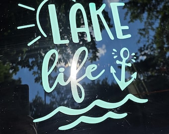 Lake Life Vinyl Sticker | Lake House Decal | Boating Sticker | Lake Lover Gift | Boat Decal | Vacation Cabin Window Sticker