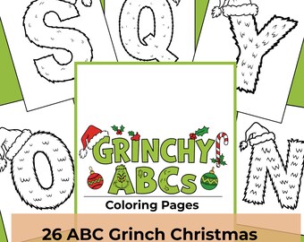 Grinch Christmas ABC Coloring Pages: Winter Kids Activity (PDF)