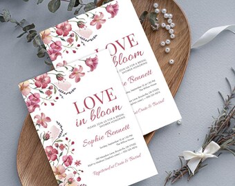 Wildflower Bridal Shower Invitation: Editable Canva Template (Digital Download