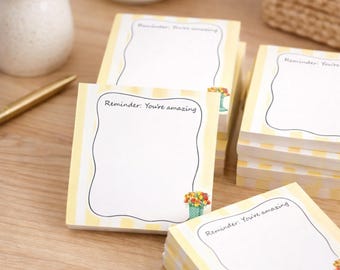 Bloc de notas adhesivas de 3x3 cm con diseño floral, regalo para mamá, papelería estética, bloc de notas recordatorio, regalo considerado para el Día de la Madre.