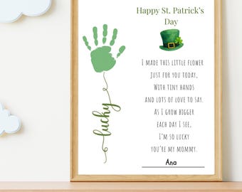 St. Patrick's Day Handprint Art | Shamrock Keepsake Gift (Personalized, Digital Download)