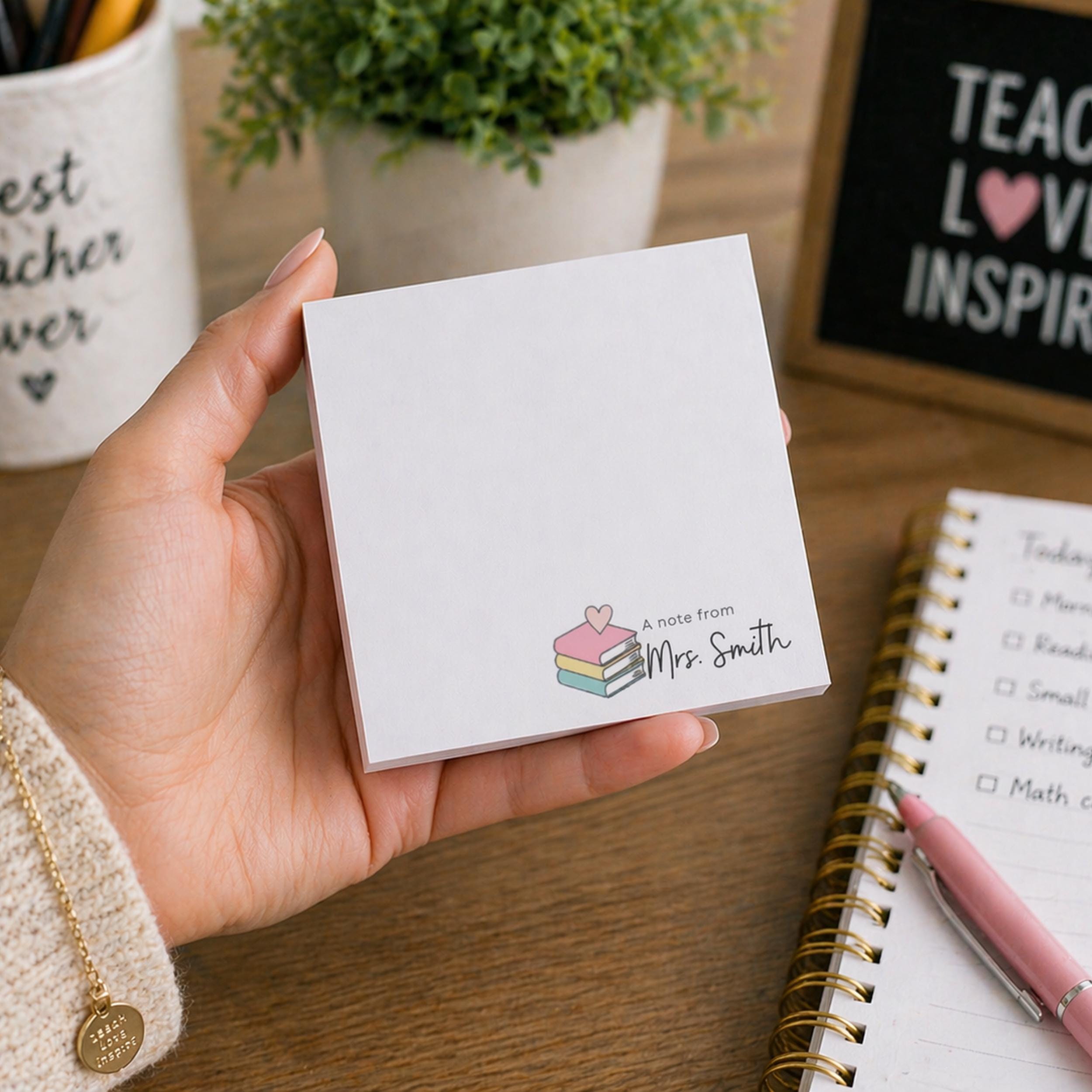Teacher Notepad Template | “A Note From” Personalized Sticky Notes ...