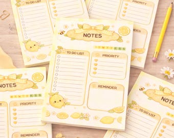 Bloc de notas de limón / Bloc de notas imprimible A5 / Lista de tareas / Planificador diario / Bloc de notas / Notas recordatorias / Planificador de productividad / Bloc de notas bonito