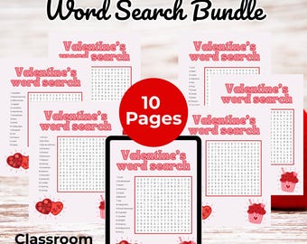 Valentine's Day Word Search | 10 Printable Activity Pages (Digital Download, PLR/MRR)