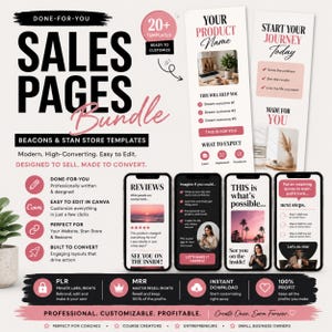 Beacons & Stan Store Sales Page Vorlage | 20+ Verkaufsseite Canva Vorlagen Bundle | Done For You Verkaufsseiten | Hochwertig verarbeitet | P.R. + MRR
