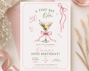 30th Birthday Invitation Template Editable | Pink Martini Invite | PLR MRR Digital Download | Canva Template | Instant Download Party Invite