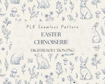 Vintage Easter Bunny Chinoiserie Seamless Pattern (Digital Paper)