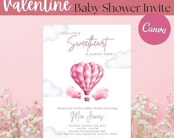 Valentine Baby Shower Invitation Template | MRR + PLR | Canva Editable