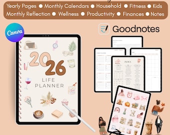 2026 Digital Life Planner, GoodNotes Canva Compatible (PLR+MRR)