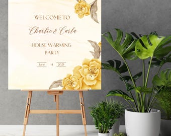 Floral Housewarming Welcome Board: Elegant Home Entry (Digital Download)