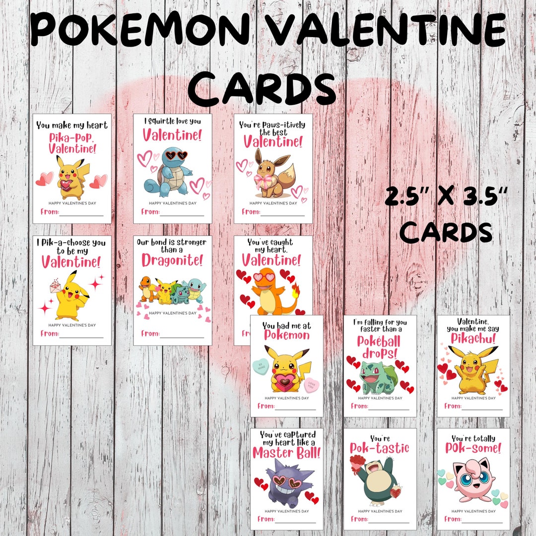 Pokémon Valentine's Day Cards, Pikachu, Eevee (digital Download) - Etsy
