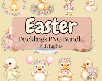 Pastel Easter Ducklings PNG Clipart | Spring Illustrations, PLR (Digital Download)