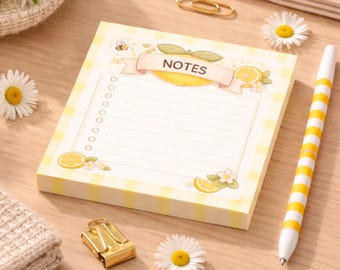Notas adhesivas de limón adorables 3x3, bloc de notas estético, regalo para ella, notas adhesivas para listas de tareas, accesorios para agenda, decoración de escritorio kawaii