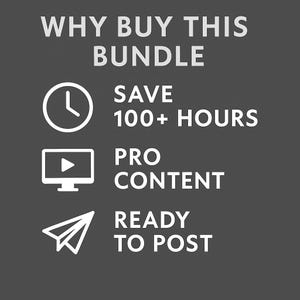 Why Buy This Bundle infographic for 3000+ Fitness and Gym Workout Videos. Highlights key reasons: save 100+ hours of filming, professional quality, ready-to-use clips, stay ahead in the fitness niche, and grow social media engagement. Clean, modern design communicates trust and value, tailored to digital creators, influencers, trainers, and entrepreneurs.