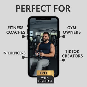 Perfect For banner showing target audience of 3000+ Fitness and Gym Workout Videos: fitness coaches, influencers, gym owners, TikTok creators, YouTubers, and digital marketers. This preview image highlights how versatile the video bundle is, helping entrepreneurs, trainers, and content creators scale their online presence with ready-to-use video content.