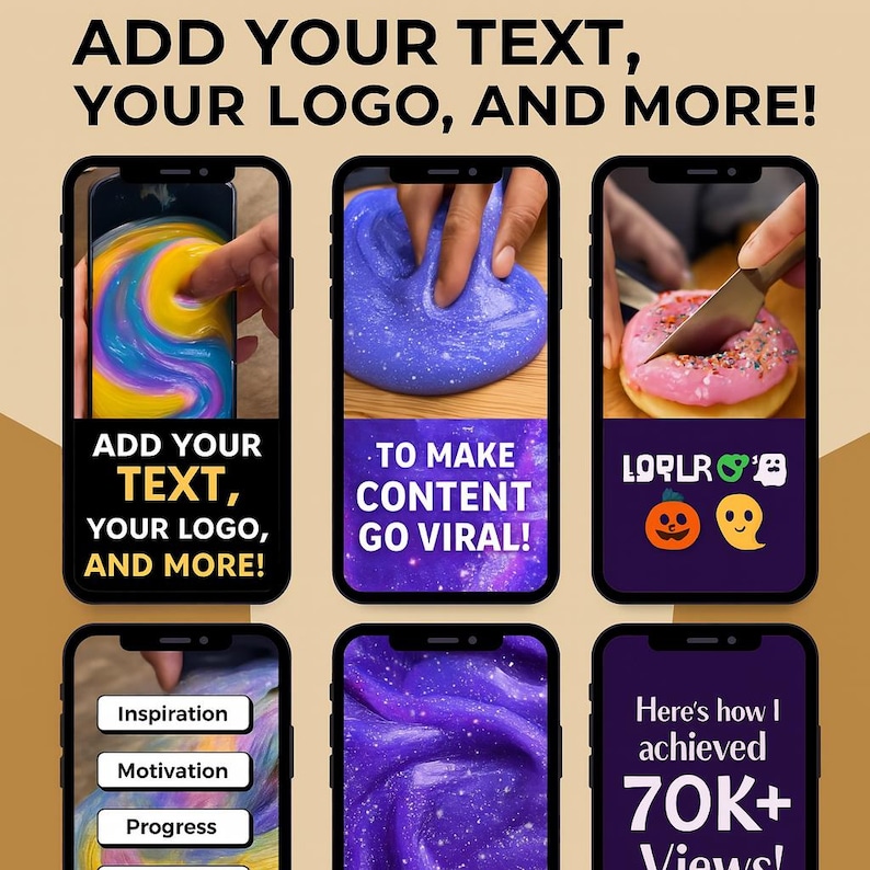 Informational image listing the contents of the bundle: 800+ viral hook videos across multiple niches like funny, scary, slime, and fails. Each clip is MP4 and optimized for platforms like TikTok, Instagram Reels, and YouTube Shorts. The graphic shows sample thumbnails from various video categories with clear bullet points highlighting the value.
