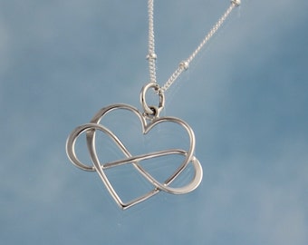 Love You Forever Necklace - sterling silver infinity sign heart on delicate satellite chain - with option of adding earrings and/or ring
