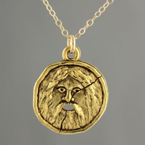 Bocca Della Verita Gold Necklace Ancient Roman Mouth of Truth symbol charm Roman Holiday Ancient Rome image 1