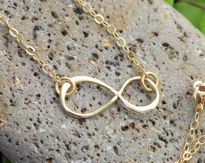 petite golden bronze infinity sign and 14k gold filled delicate chain free shipping USA Eternal Infinity Necklace Endless -Forever