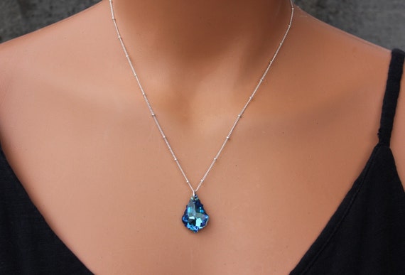 Aqua Vitrail Baroque Crystal Necklace - Color Changing Swarovski