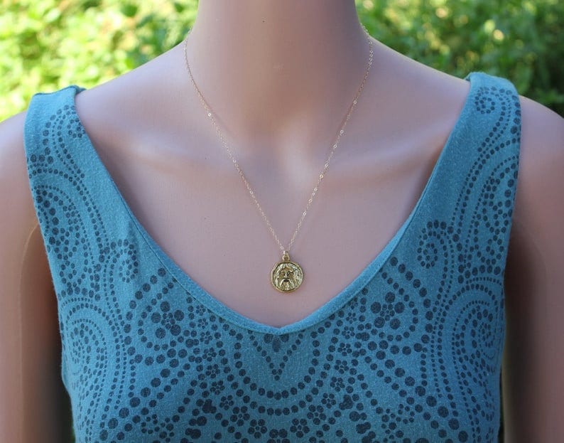 Gold Bocca Della Veritas Necklace- Ancient Roman Mouth of Truth